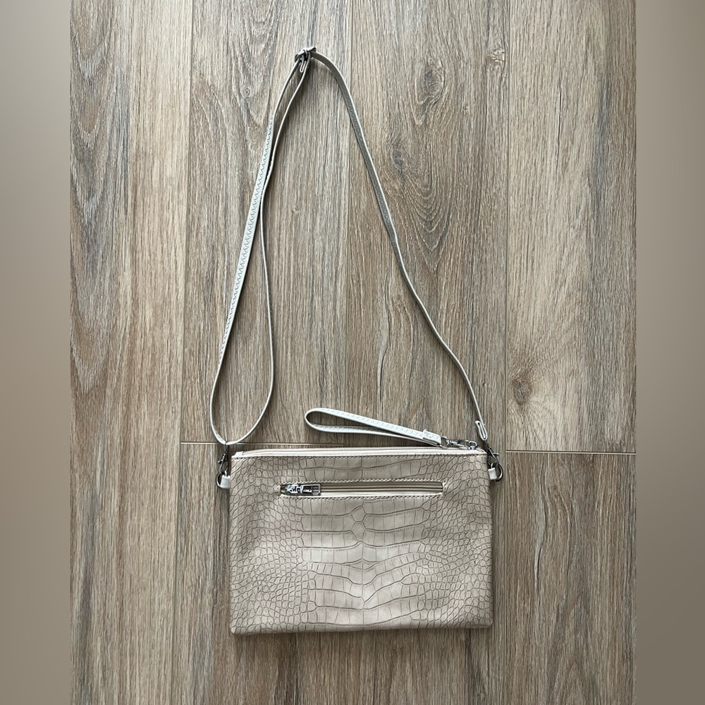 Medium crocodile print clutch bag